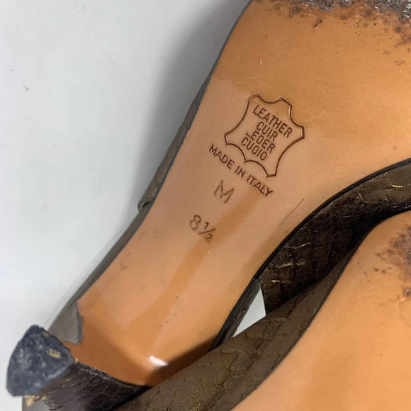 Yves Saint Laurent YSL Crocodile Slingback Heel Bronze Gold Size US 8.5 - Picture 12 of 12